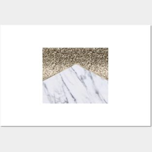 Shimmering golden chevron marble Posters and Art